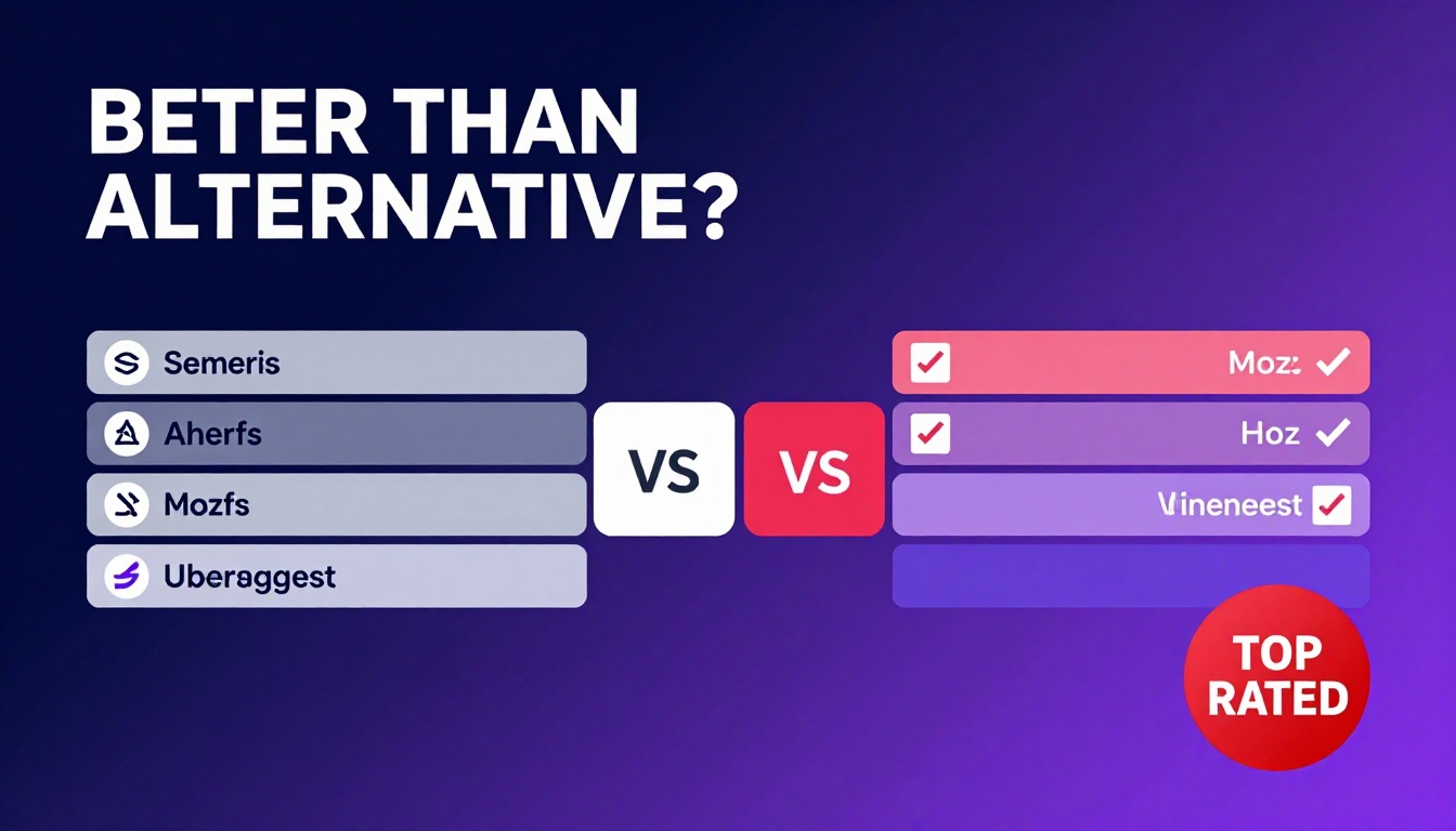 YouTube thumbnail marketing style. Bold text "BETTER THAN ALTERNATIVES?"
Semrush Vs Ahrefs V