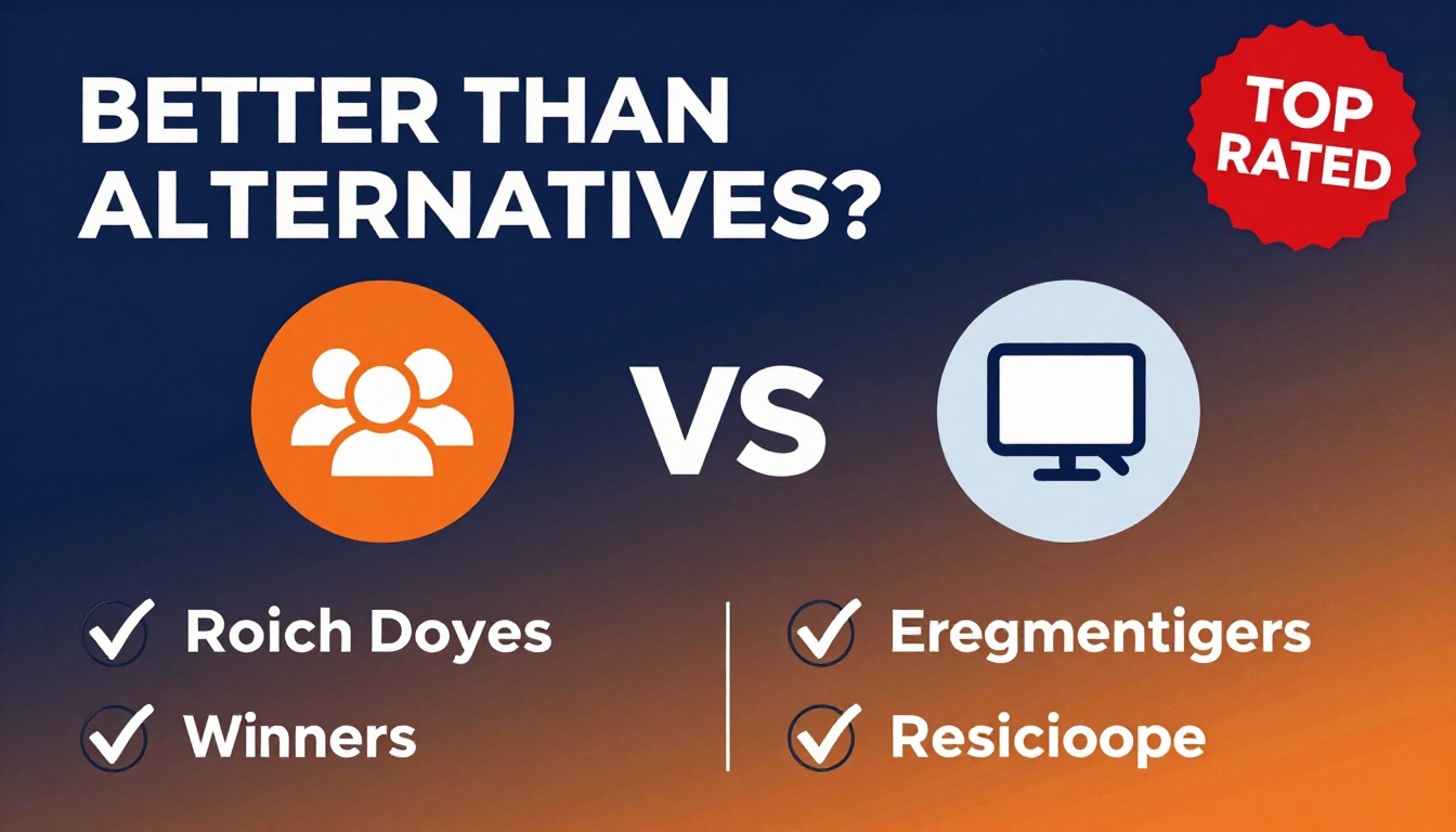 YouTube thumbnail marketing style. Bold text "BETTER THAN ALTERNATIVES?"
Seo Group icon vs c