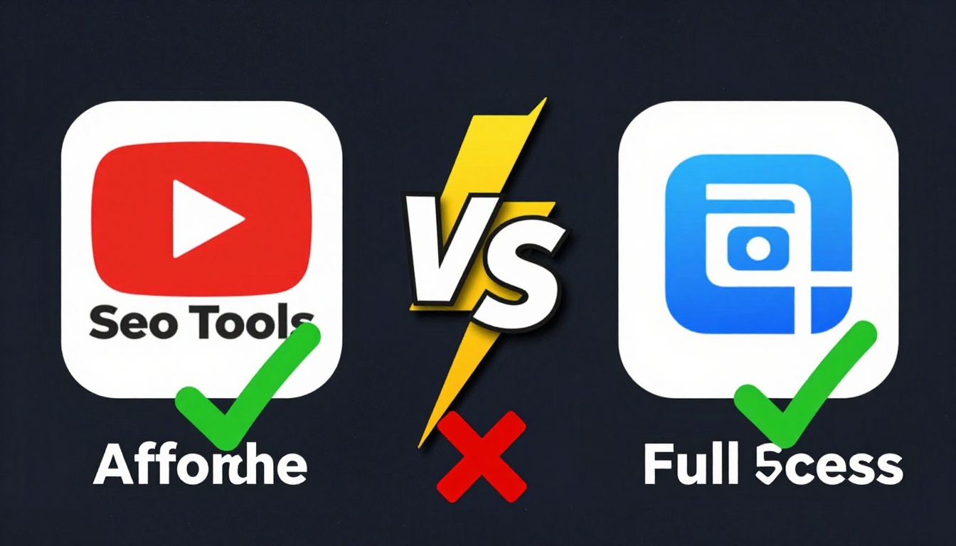 YouTube thumbnail marketing style. "VS" comparison layout.
Seo Tools Group Buy logo/icon on
