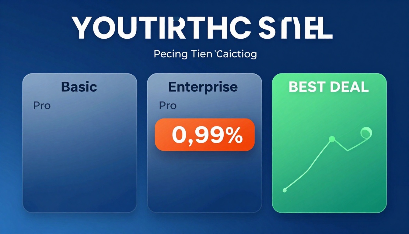 YouTube thumbnail marketing style. Pricing tier comparison visual.
Three pricing boxes: Basi