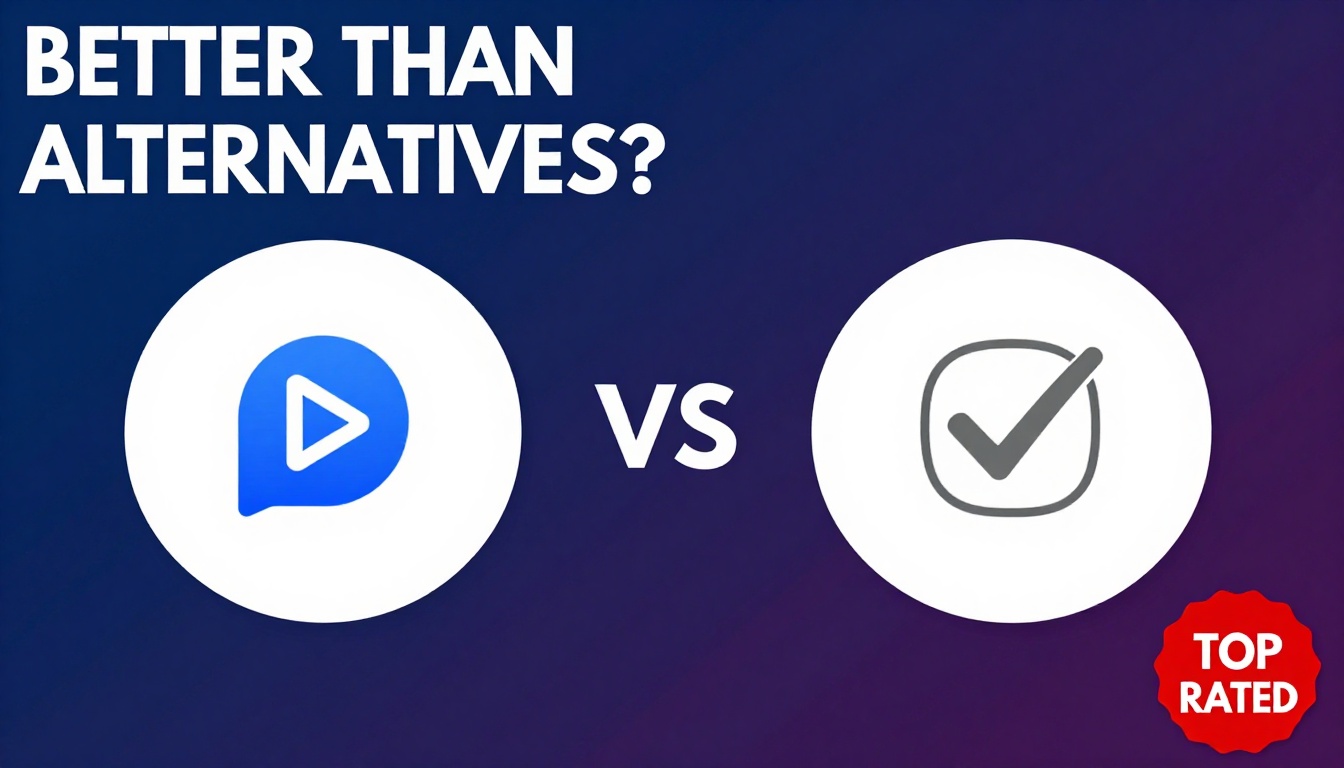 YouTube thumbnail marketing style. Bold text "BETTER THAN ALTERNATIVES?"
Videoexpressai Logi