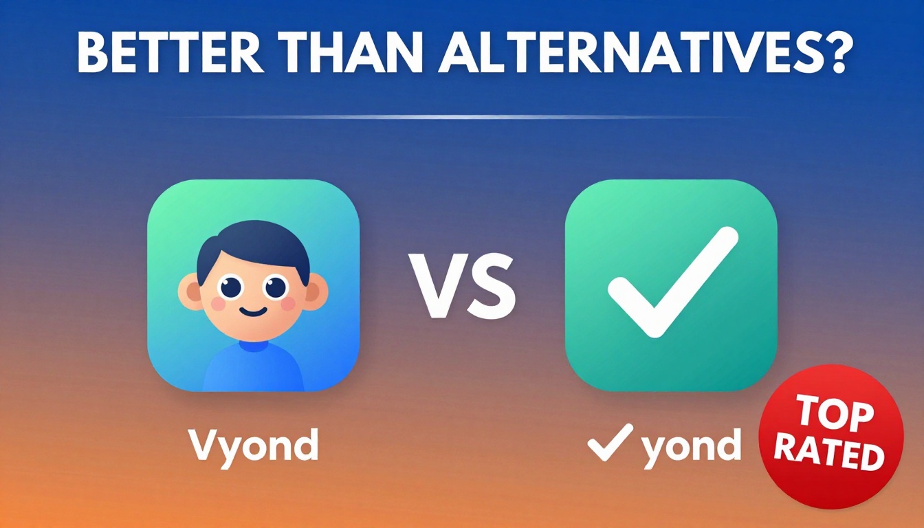 YouTube thumbnail marketing style. Bold text "BETTER THAN ALTERNATIVES?"
Vyond Character Cre