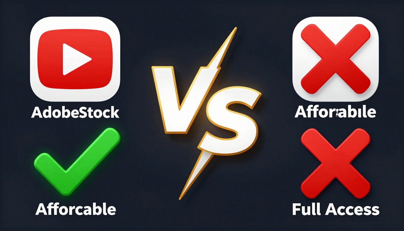 YouTube thumbnail marketing style. "VS" comparison layout.
Adobe Stock Group Buy logo/icon o