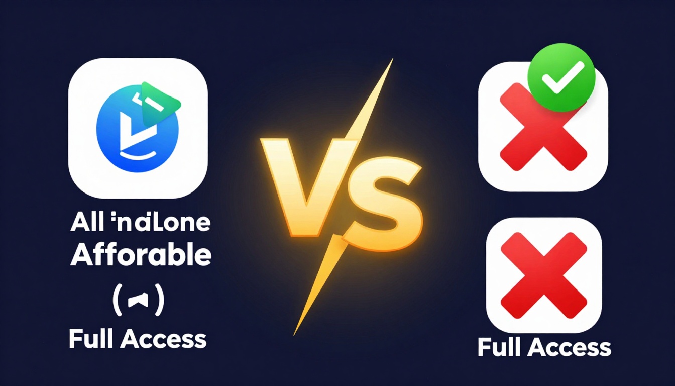 YouTube thumbnail marketing style. "VS" comparison layout.
All In One Seo Tools Group Buy lo