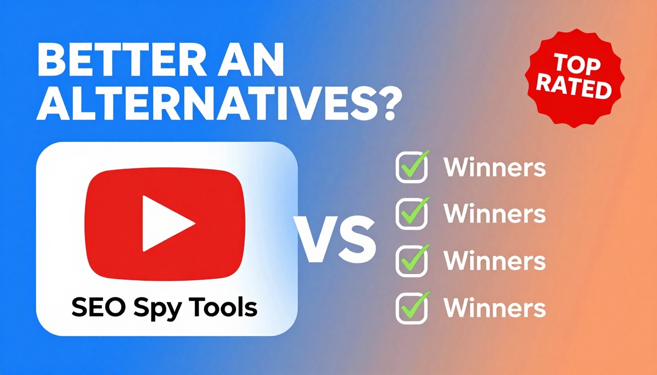 YouTube thumbnail marketing style. Bold text "BETTER THAN ALTERNATIVES?"
Cheap Seo Spy Tools