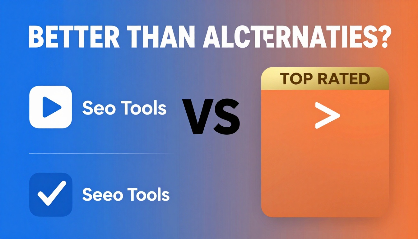 YouTube thumbnail marketing style. Bold text "BETTER THAN ALTERNATIVES?"
Group Seo Tools ico