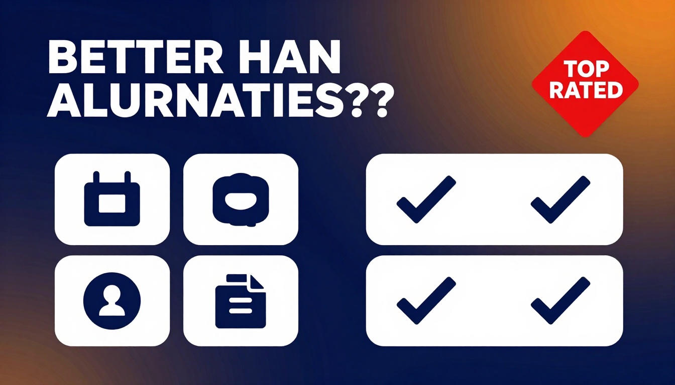 YouTube thumbnail marketing style. Bold text "BETTER THAN ALTERNATIVES?"
Invideo Shopping ic