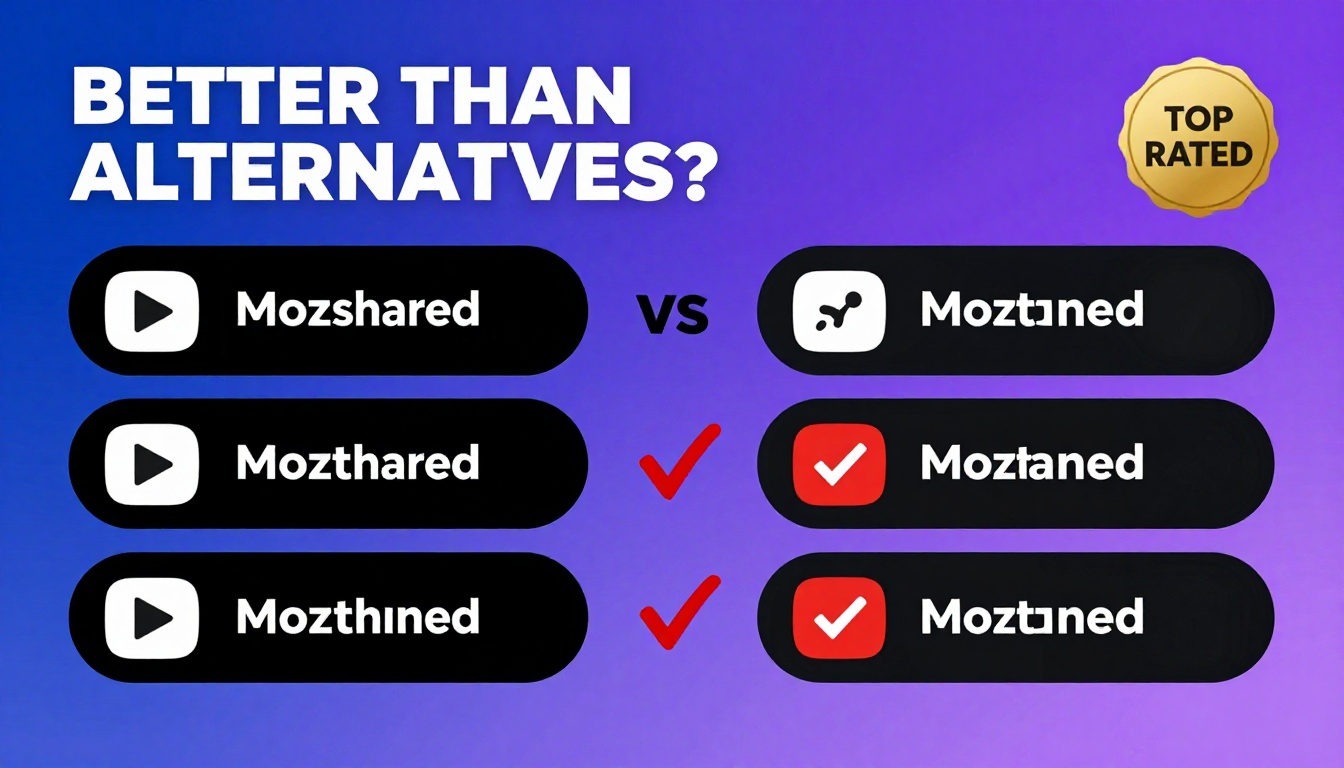YouTube thumbnail marketing style. Bold text "BETTER THAN ALTERNATIVES?"
Moz Shared Account 