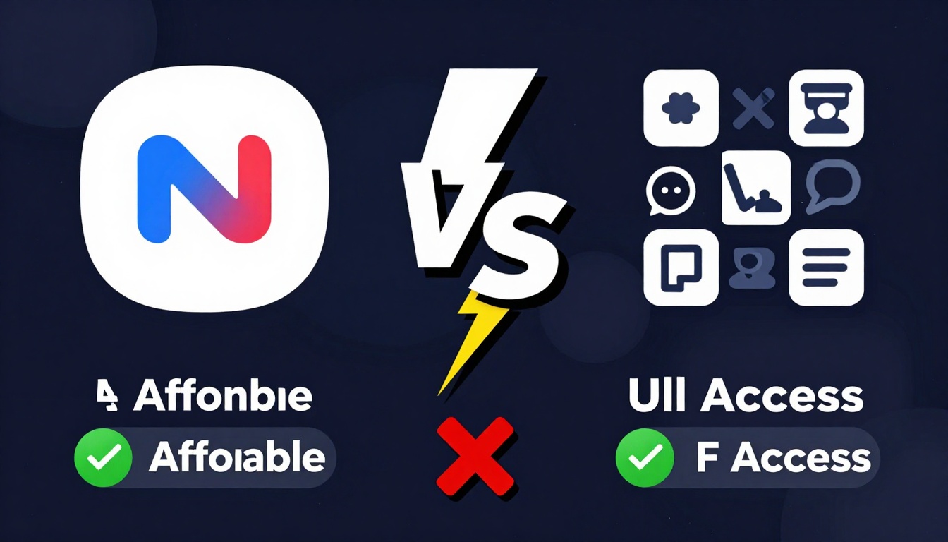 YouTube thumbnail marketing style. "VS" comparison layout.
Neuronwriter Group Buy logo/icon 