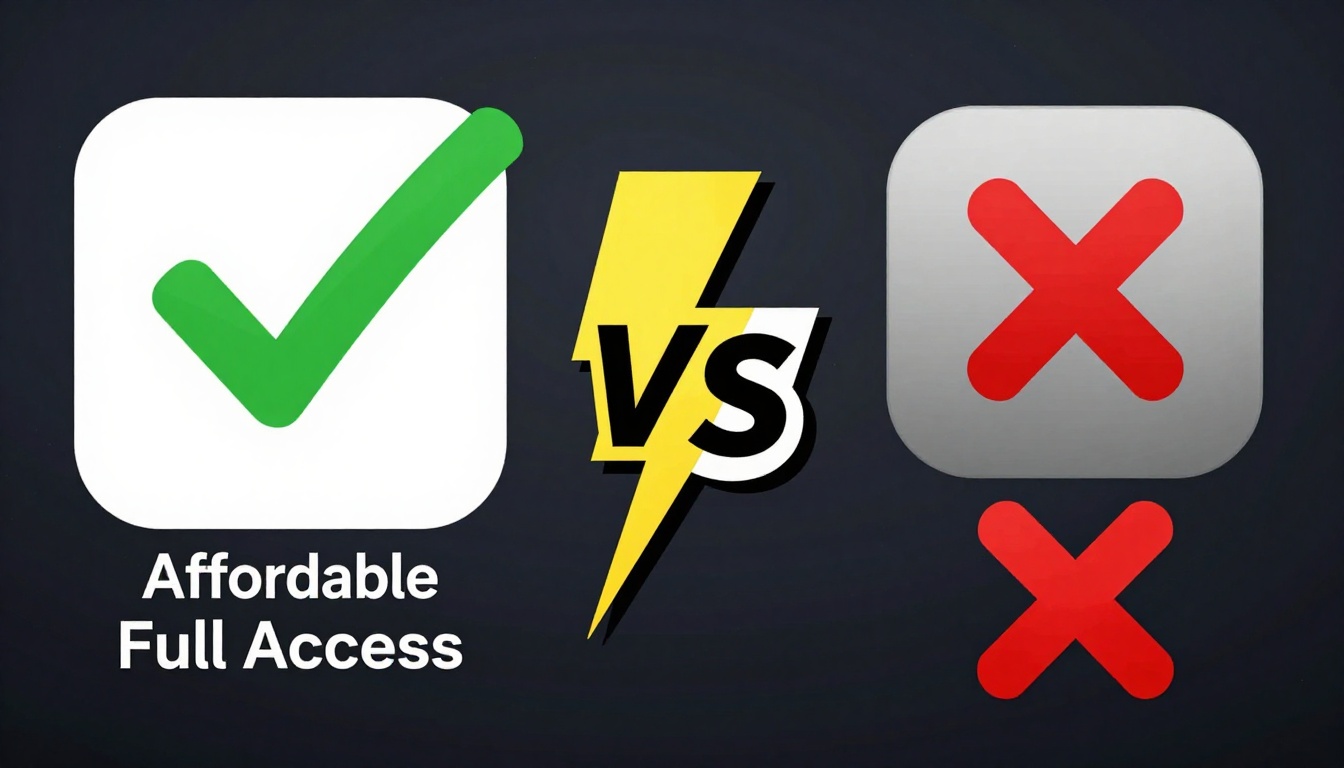 YouTube thumbnail marketing style. "VS" comparison layout.
Premium Group Buy Tools logo/icon