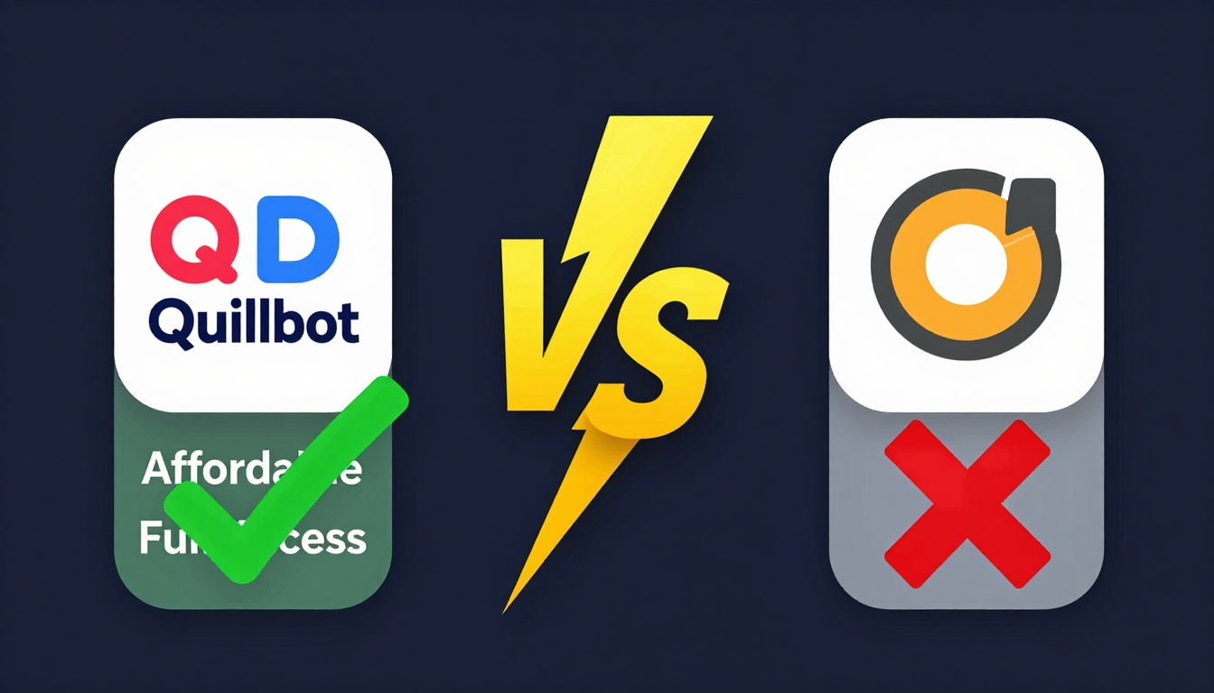 YouTube thumbnail marketing style. "VS" comparison layout.
Quillbot Premium Group Buy logo/i