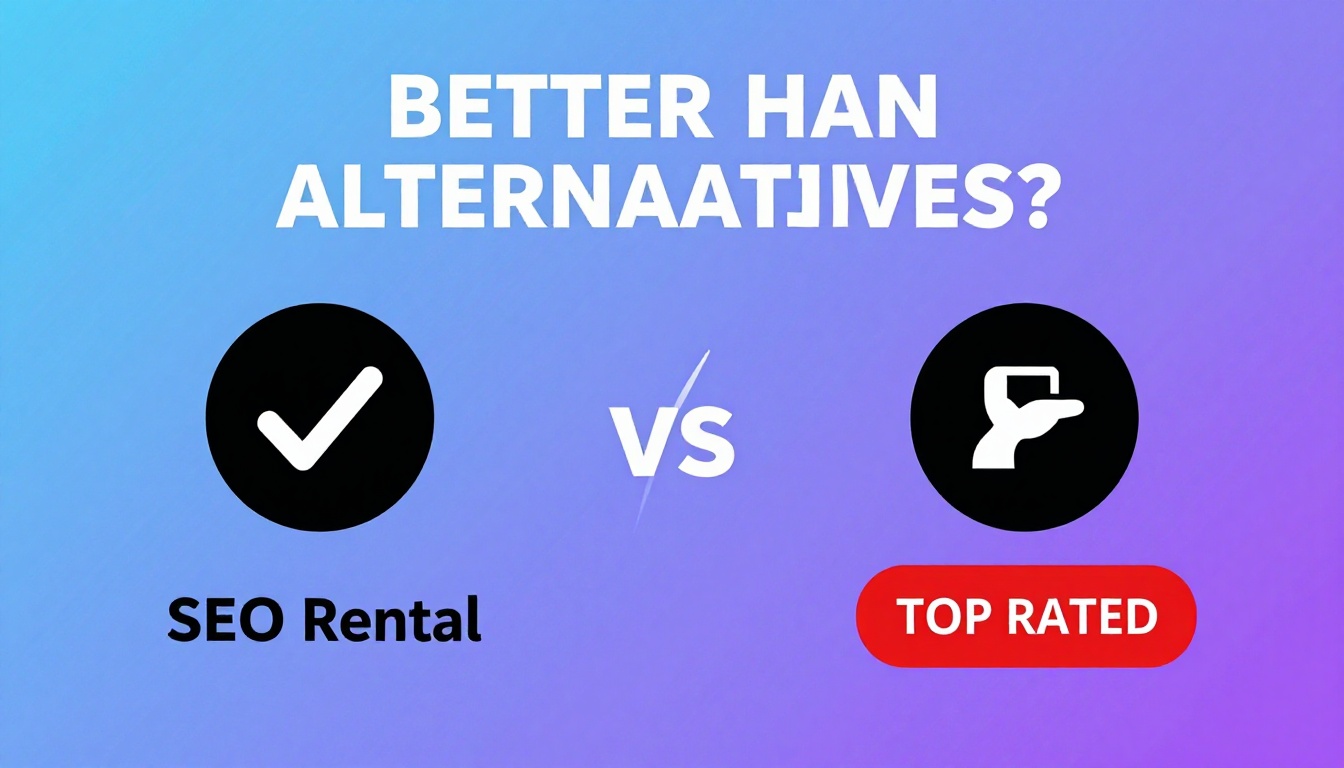 YouTube thumbnail marketing style. Bold text "BETTER THAN ALTERNATIVES?"
Seo Tools Rental ic