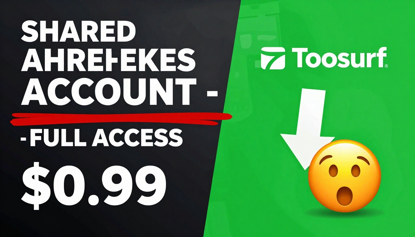 YouTube thumbnail marketing style. Bold white text "SHARED AHREFS ACCOUNT - FULL ACCESS $0.99".