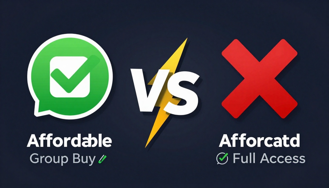 YouTube thumbnail marketing style. "VS" comparison layout.
Shutterstock Group Buy logo/icon