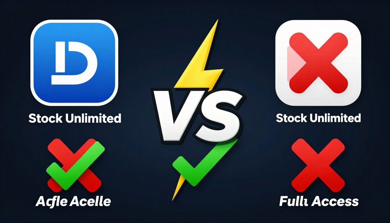 YouTube thumbnail marketing style. "VS" comparison layout.
Stock Unlimited Group Buy logo/ic