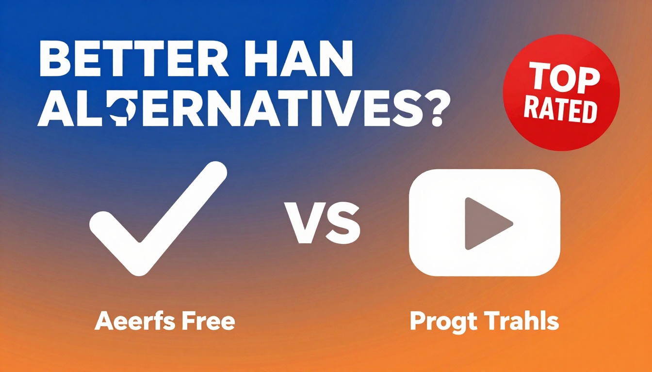 YouTube thumbnail marketing style. Bold text "BETTER THAN ALTERNATIVES?"
Ahrefs Free Trial W