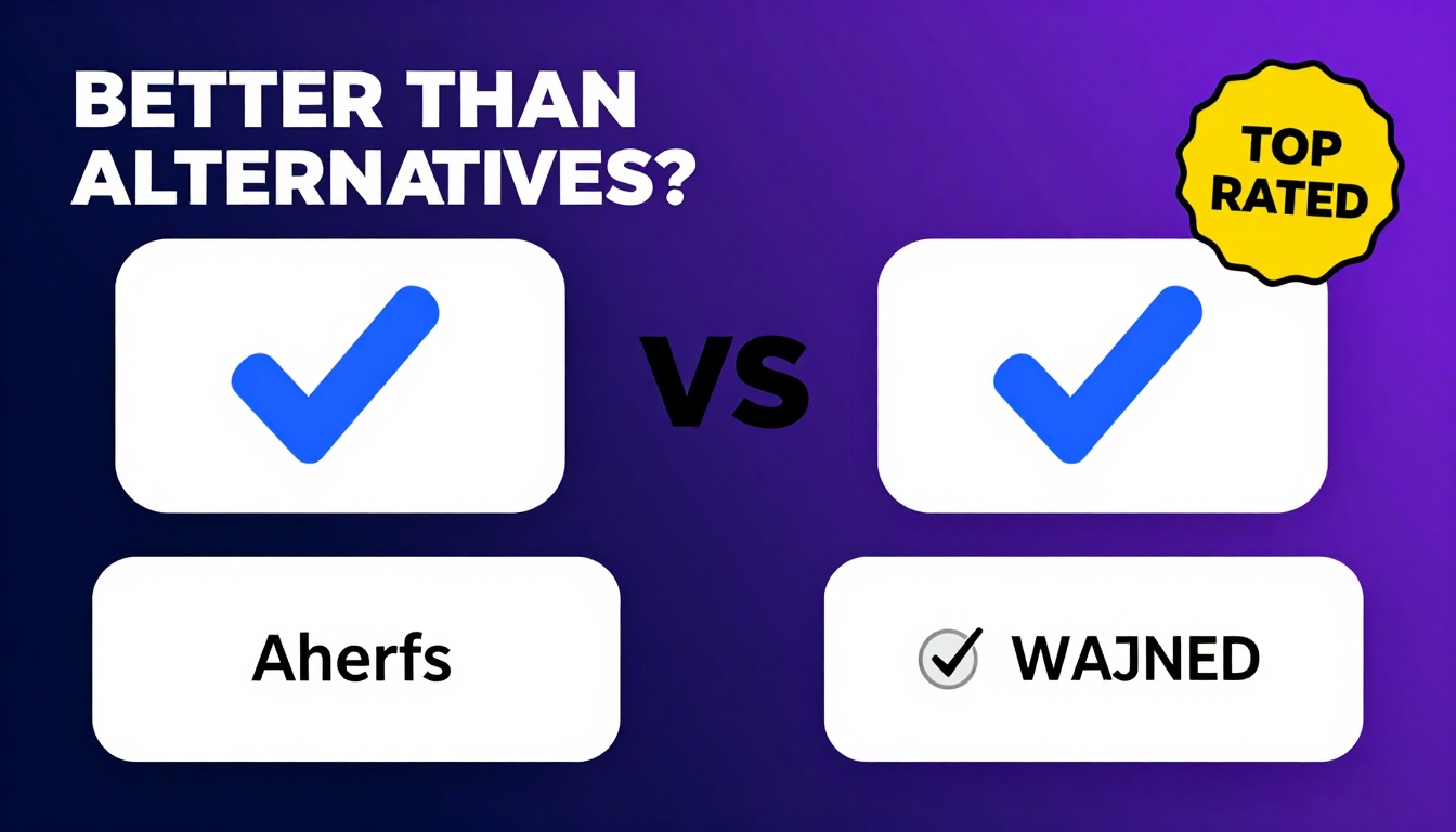 YouTube thumbnail marketing style. Bold text "BETTER THAN ALTERNATIVES?"
Alternativa Ahrefs 