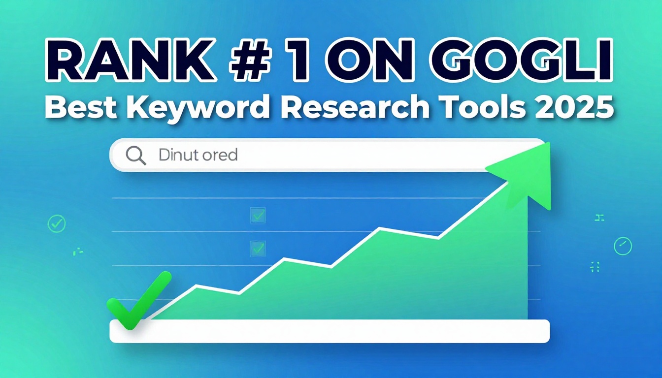 YouTube thumbnail marketing style. Bold text "RANK #1 ON GOOGLE" with Best Keyword Research Tools 20