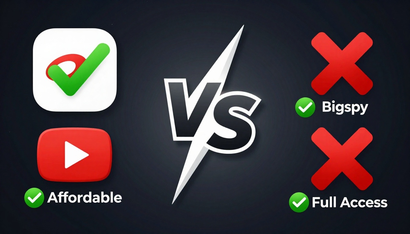 YouTube thumbnail marketing style. "VS" comparison layout.
Bigspy Group Buy logo/icon on lef