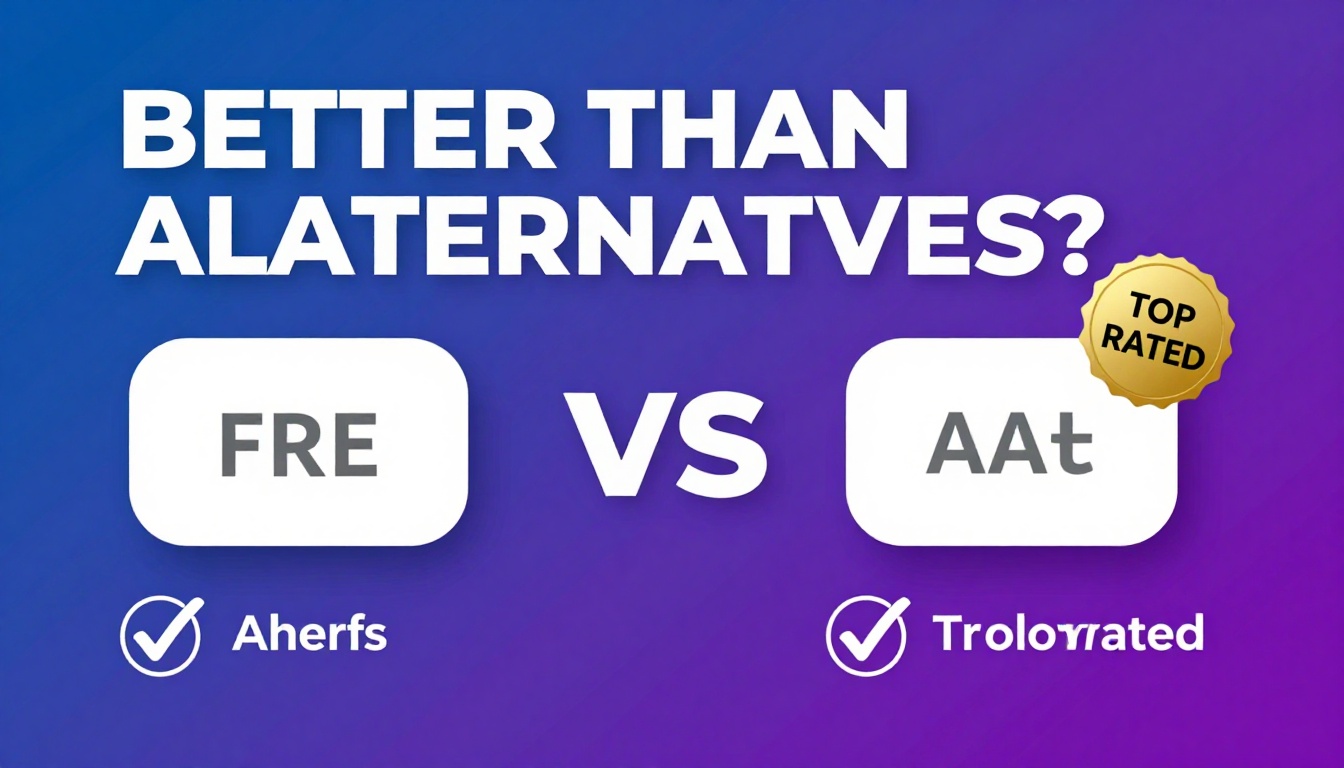 YouTube thumbnail marketing style. Bold text "BETTER THAN ALTERNATIVES?"
Free Alternative To