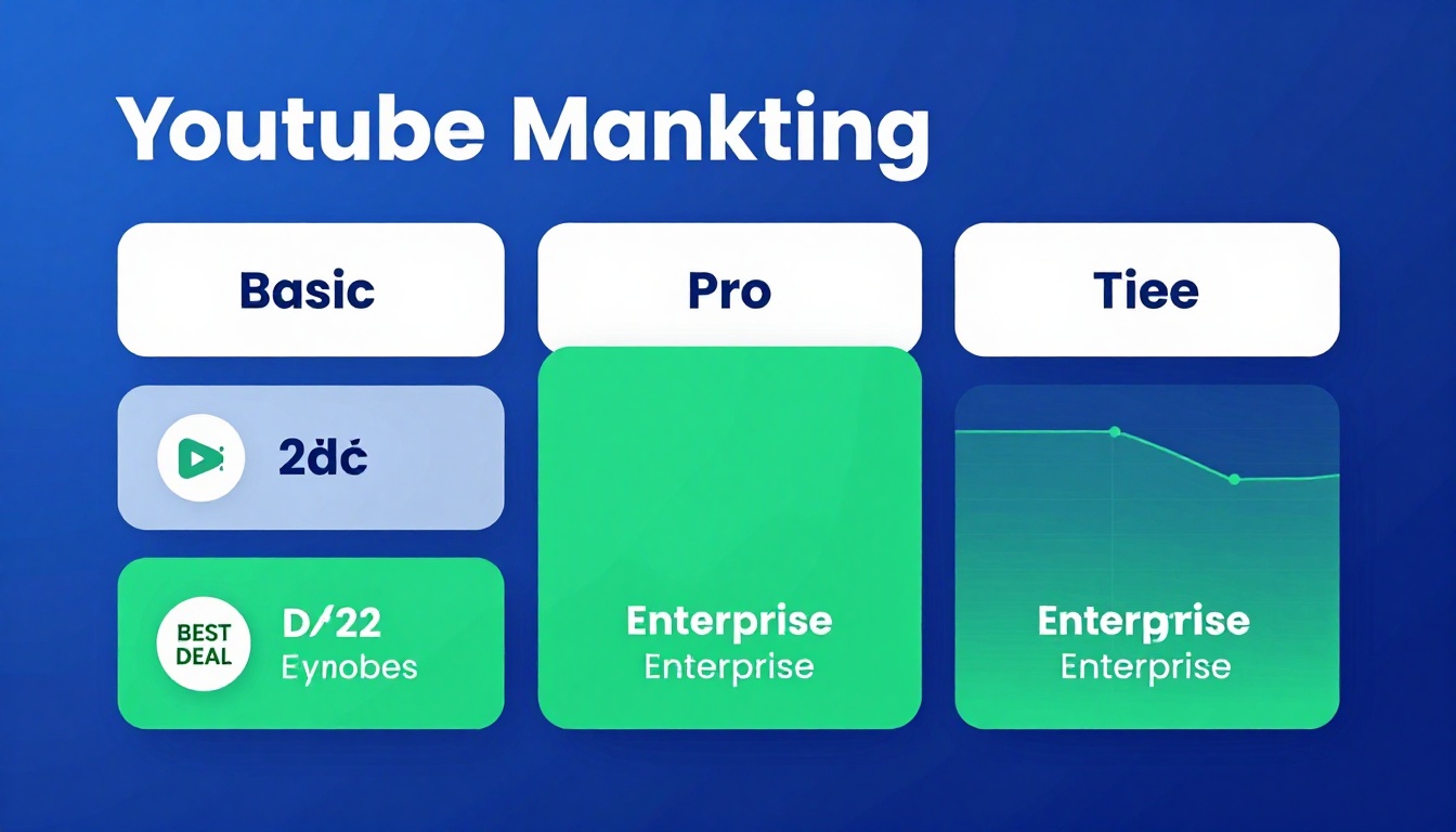 YouTube thumbnail marketing style. Pricing tier comparison visual.
Three pricing boxes: Basi