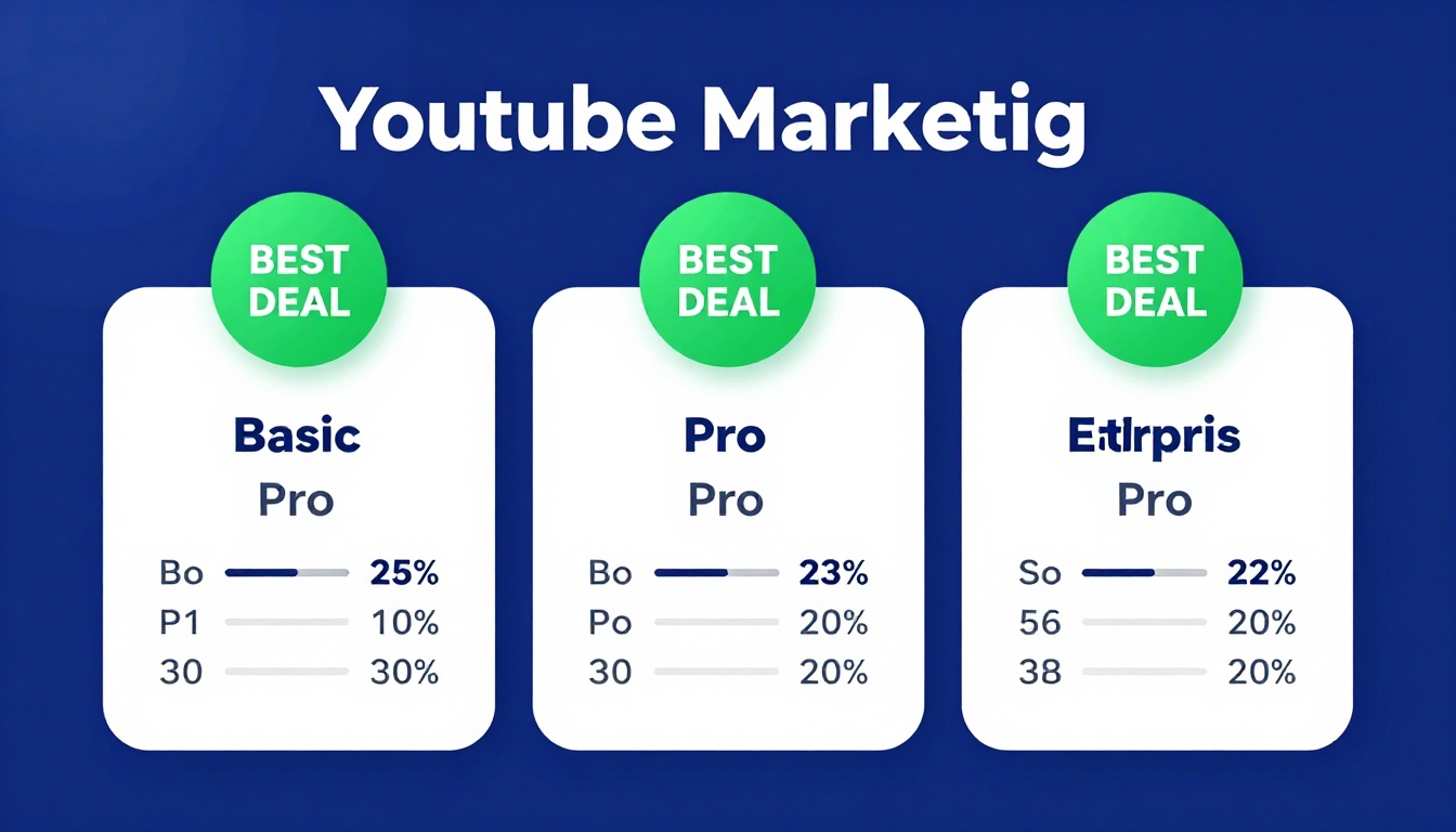 YouTube thumbnail marketing style. Pricing tier comparison visual.
Three pricing boxes: Basi