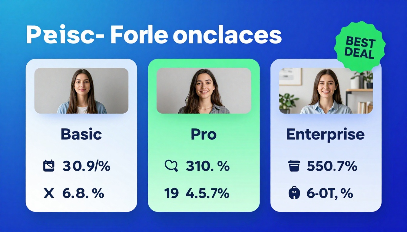 YouTube thumbnail marketing style. Pricing tier comparison visual.
Three pricing boxes: Basi