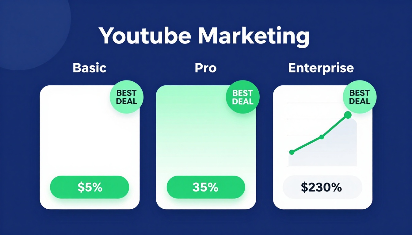 YouTube thumbnail marketing style. Pricing tier comparison visual.
Three pricing boxes: Basi