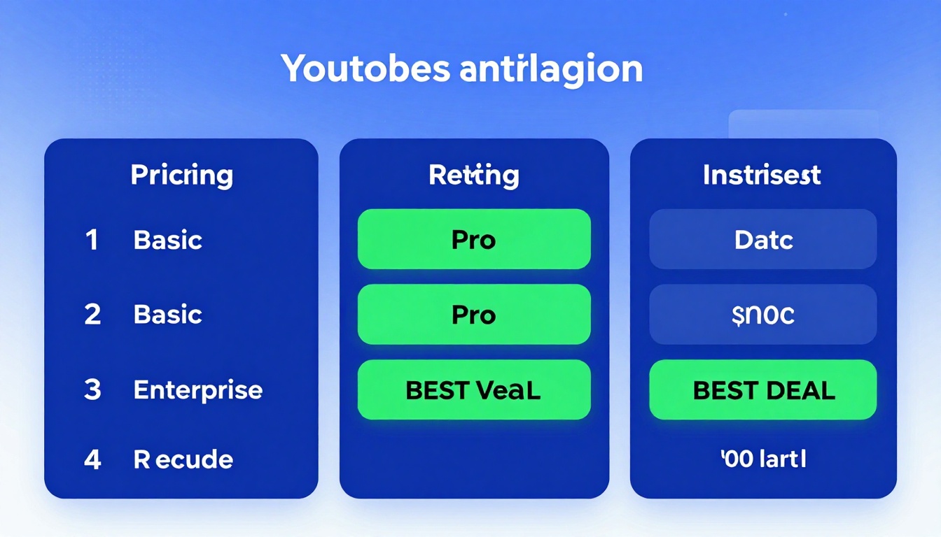 YouTube thumbnail marketing style. Pricing tier comparison visual.
Three pricing boxes: Basi