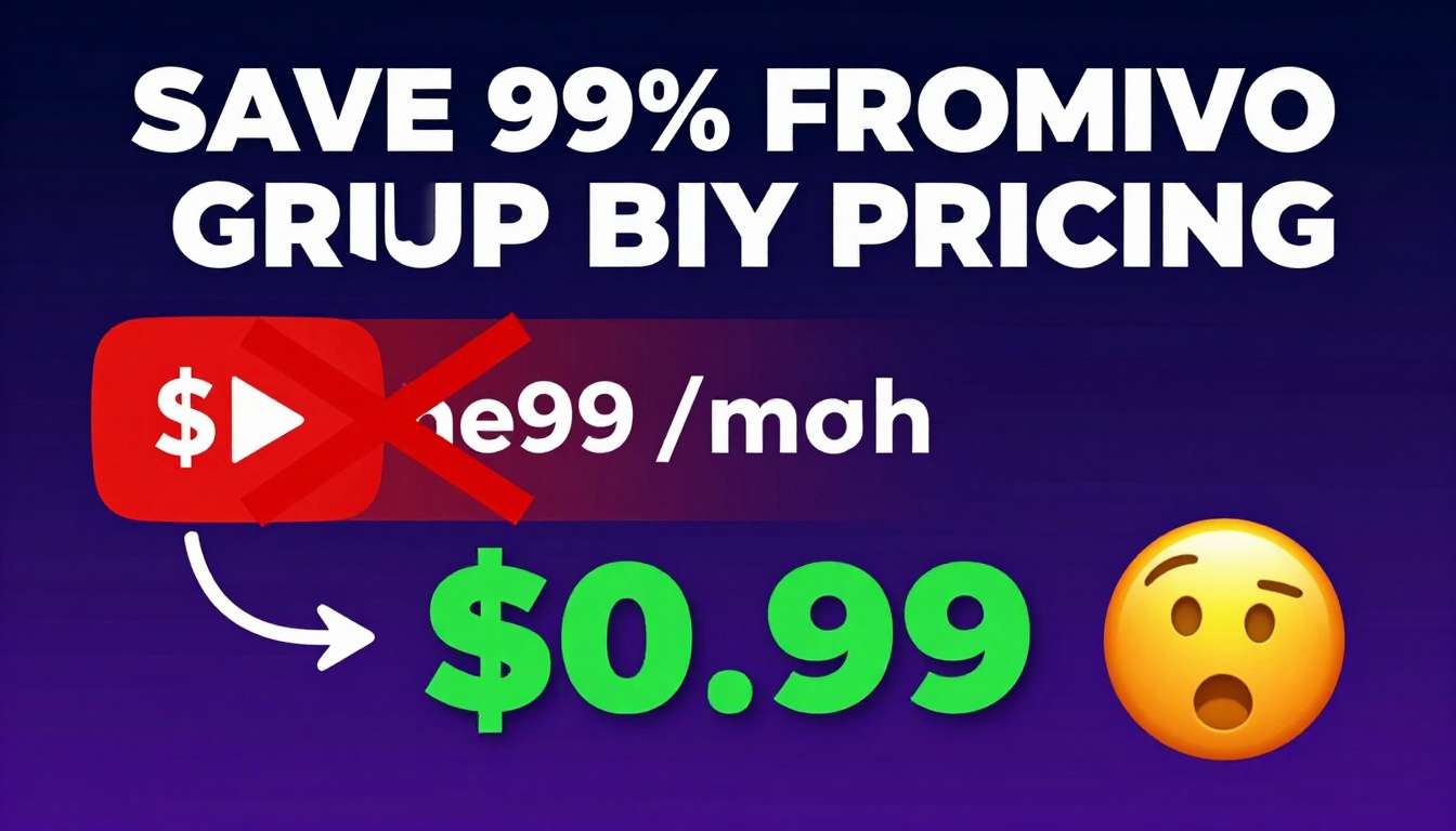 YouTube thumbnail marketing style. Bold white text "SAVE 99% ON SEO GROUP BUY PRICING".
Spl