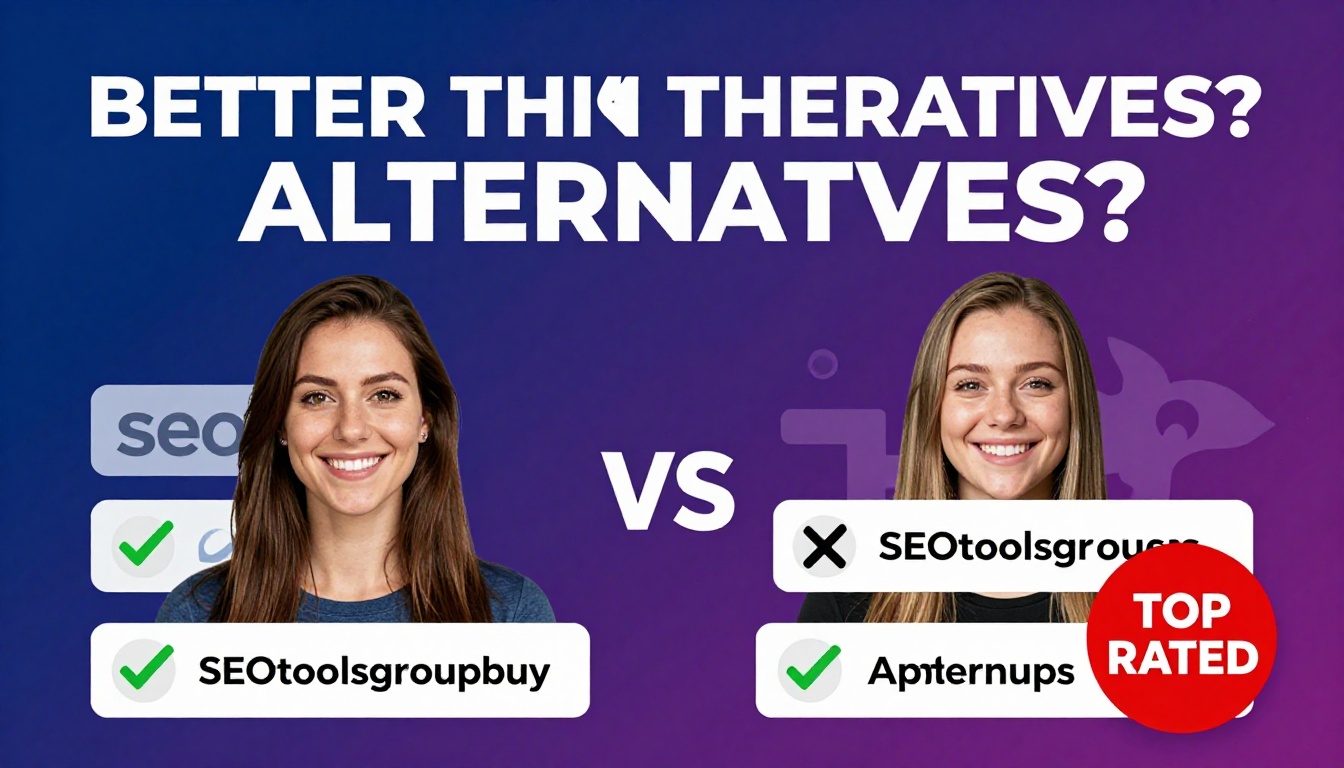 YouTube thumbnail marketing style. Bold text "BETTER THAN ALTERNATIVES?"
Seotoolsgroupbuy Al