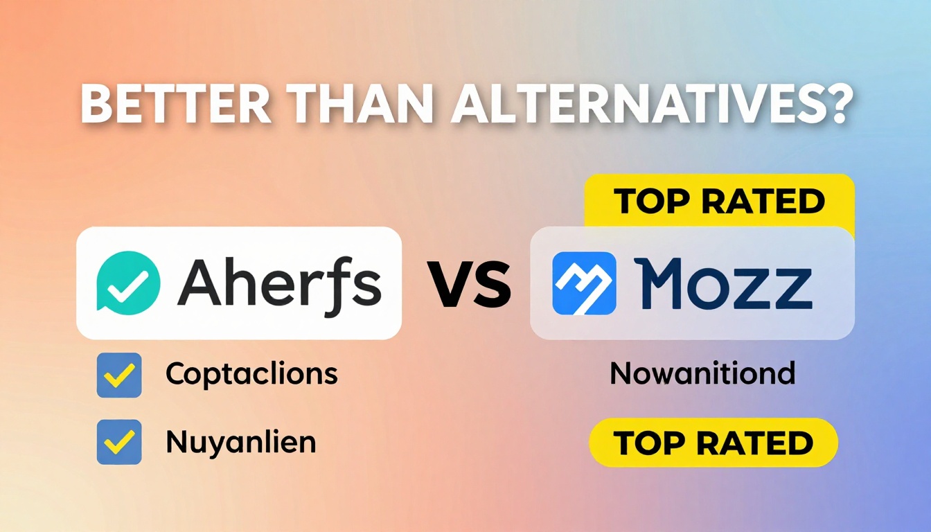 YouTube thumbnail marketing style. Bold text "BETTER THAN ALTERNATIVES?"
Ahrefs Vs Moz icon 