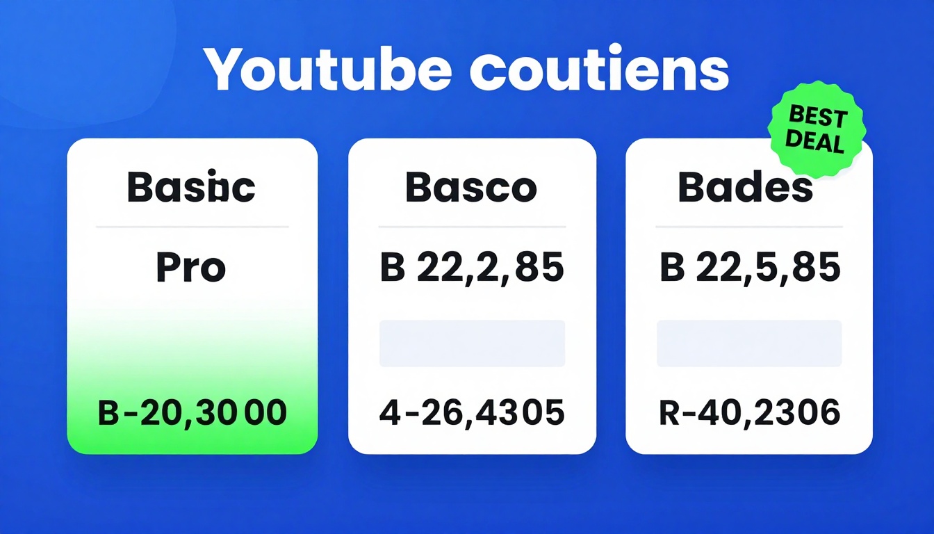 YouTube thumbnail marketing style. Pricing tier comparison visual.
Three pricing boxes: Basi