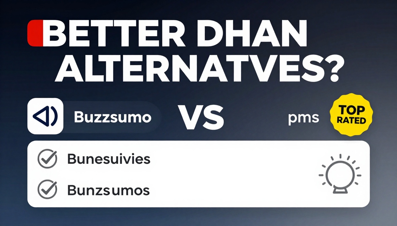 YouTube thumbnail marketing style. Bold text "BETTER THAN ALTERNATIVES?"
Buzzsumo Alternativ