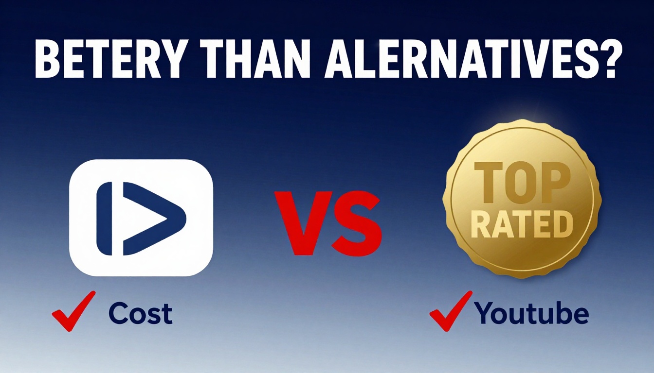 YouTube thumbnail marketing style. Bold text "BETTER THAN ALTERNATIVES?"
Buzzsumo Cost icon