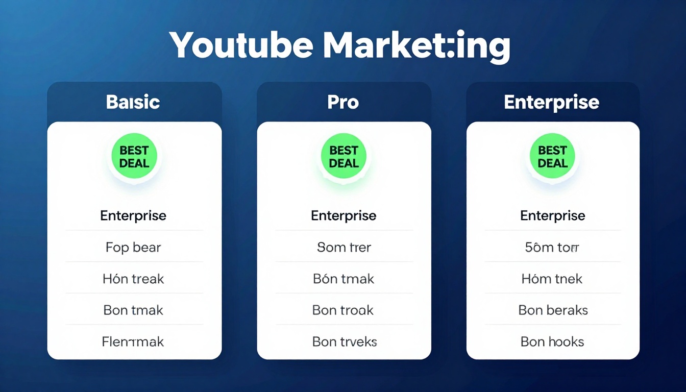 YouTube thumbnail marketing style. Pricing tier comparison visual.
Three pricing boxes: Basi