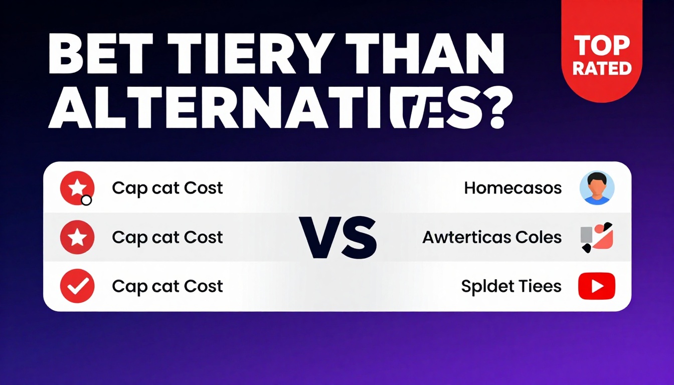 YouTube thumbnail marketing style. Bold text "BETTER THAN ALTERNATIVES?"
Capcut Cost icon vs