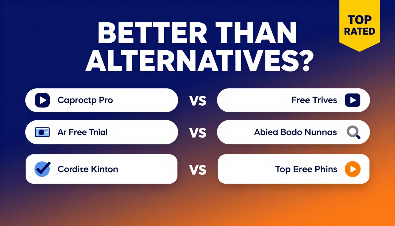 YouTube thumbnail marketing style. Bold text "BETTER THAN ALTERNATIVES?"
Capcut Pro Free Tri