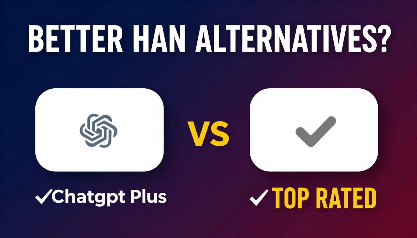 YouTube thumbnail marketing style. Bold text "BETTER THAN ALTERNATIVES?"
Chatgpt Plus Free T