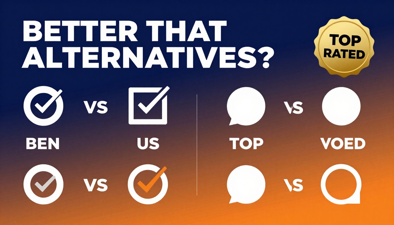 YouTube thumbnail marketing style. Bold text "BETTER THAN ALTERNATIVES?"
Descript Alternativ
