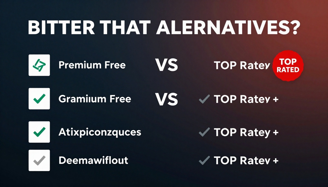 YouTube thumbnail marketing style. Bold text "BETTER THAN ALTERNATIVES?"
Grammarly Premium F
