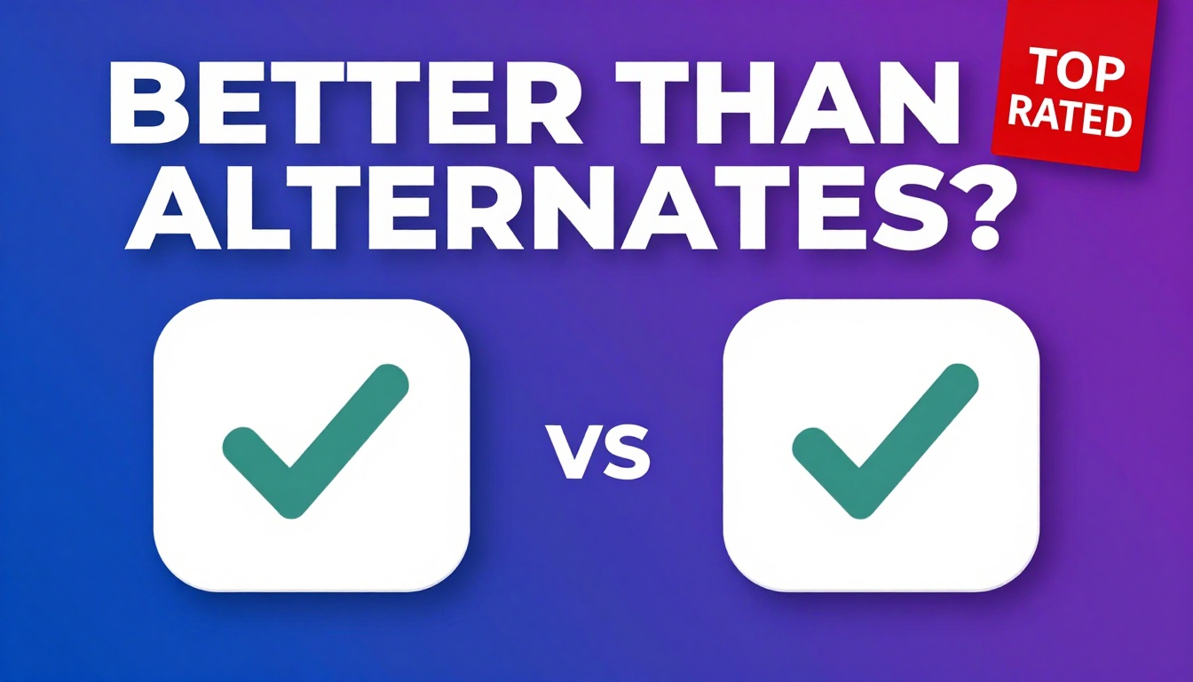 YouTube thumbnail marketing style. Bold text "BETTER THAN ALTERNATIVES?"
Grammarly Student D