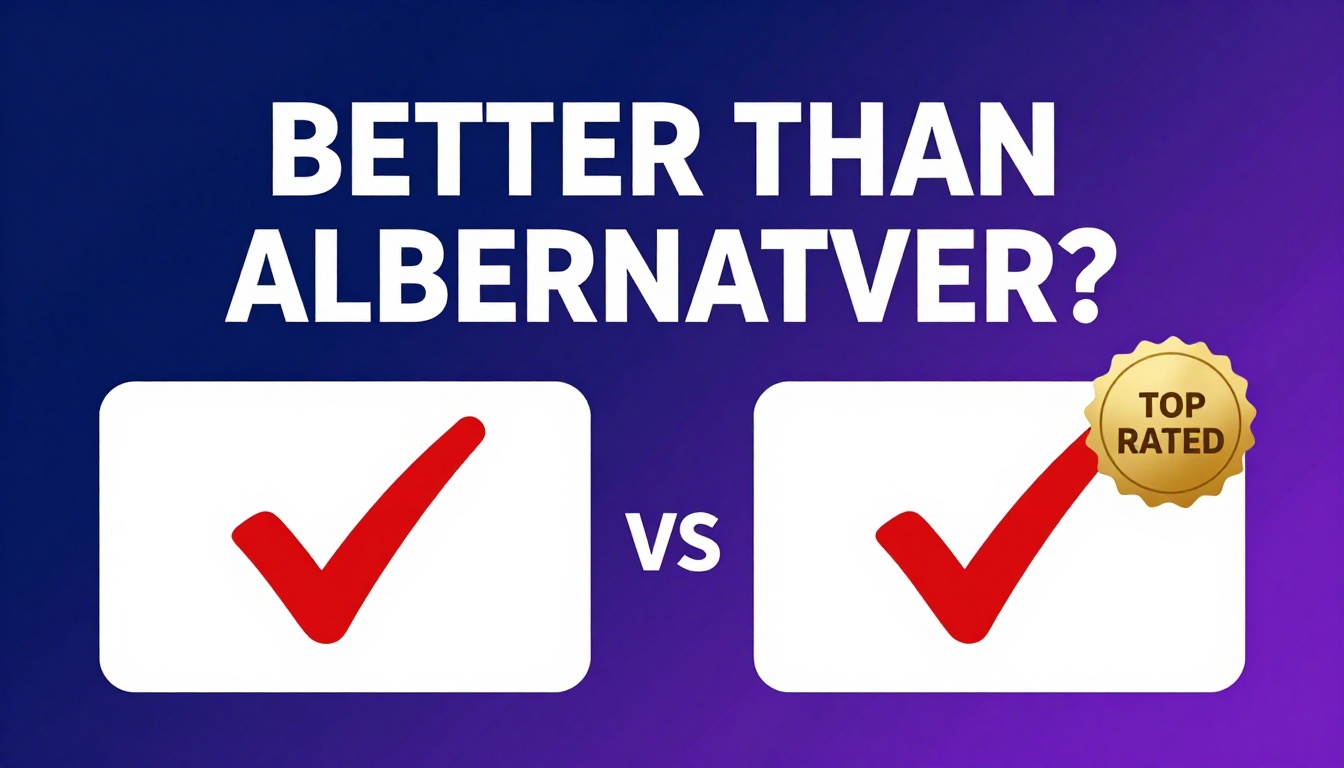 YouTube thumbnail marketing style. Bold text "BETTER THAN ALTERNATIVES?"
Grammarly Subscript