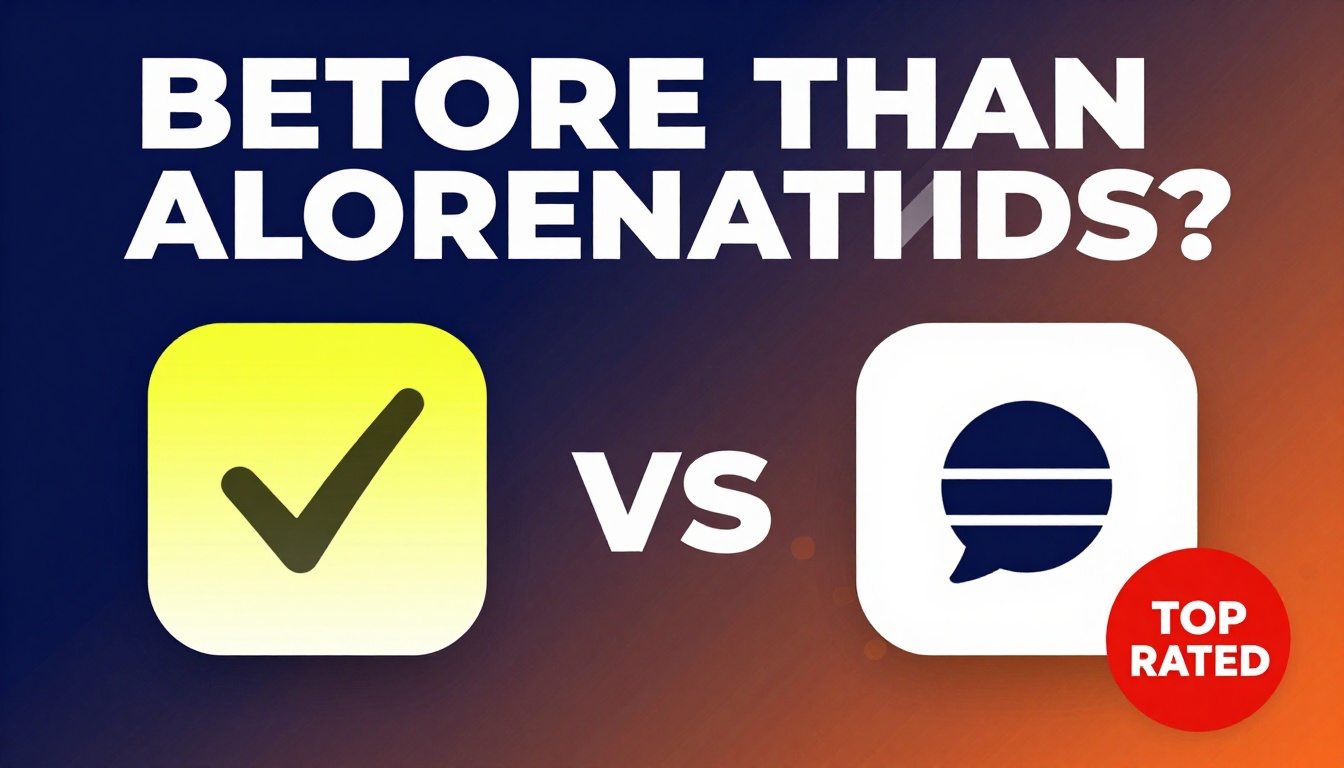 YouTube thumbnail marketing style. Bold text "BETTER THAN ALTERNATIVES?"
Heygen Alternative 