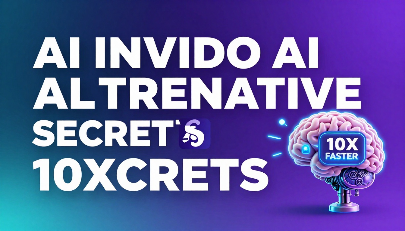 YouTube thumbnail marketing style. Bold text "AI INVIDEO AI ALTERNATIVE SECRETS".
Robot or A