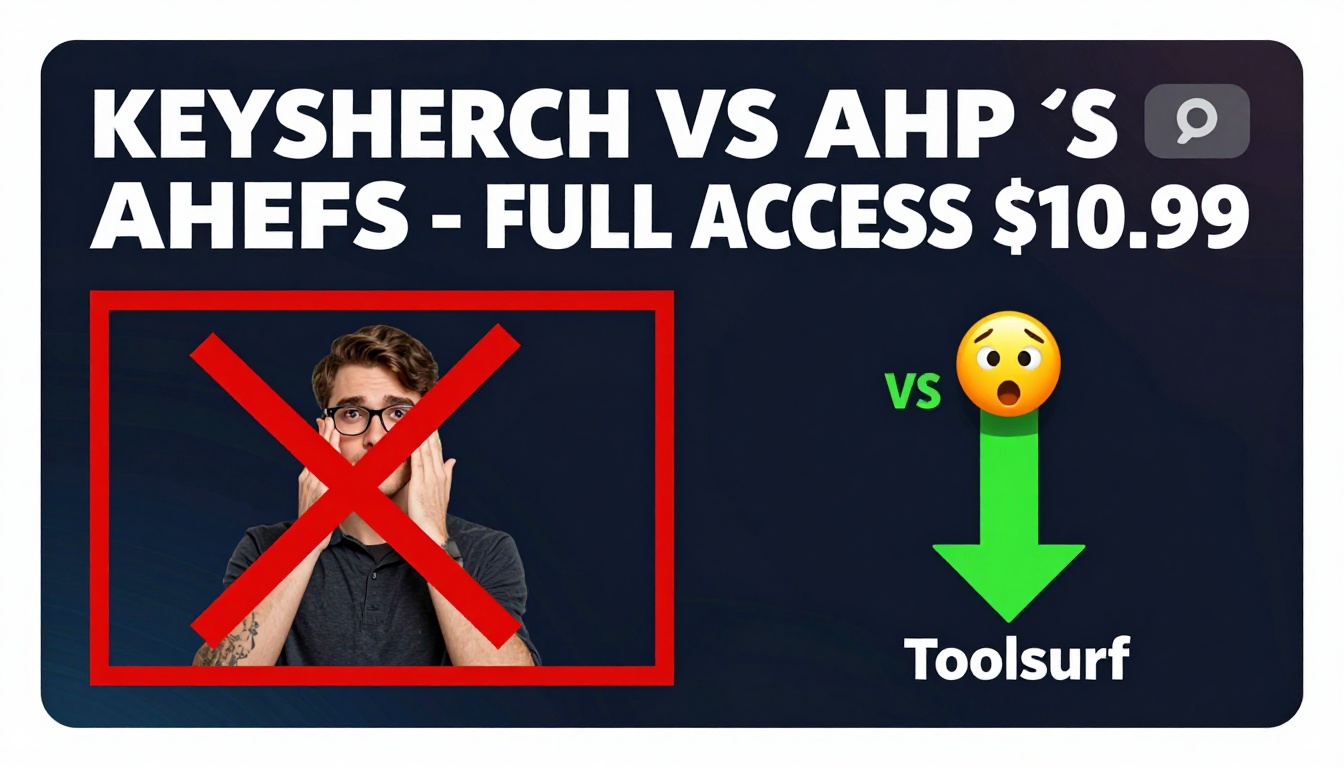 YouTube thumbnail marketing style. Bold white text "KEYSEARCH VS AHREFS - FULL ACCESS $0.99".