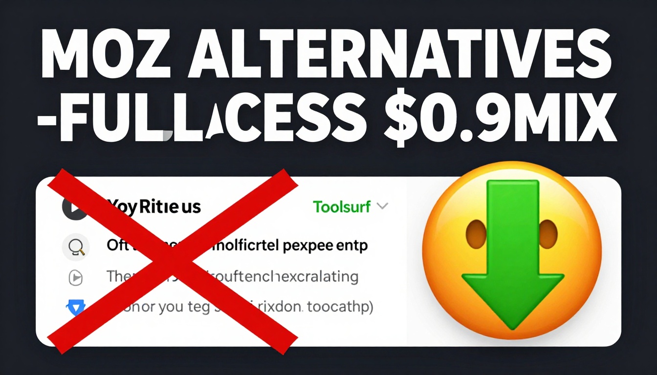YouTube thumbnail marketing style. Bold white text "MOZ ALTERNATIVES - FULL ACCESS $0.99".
S