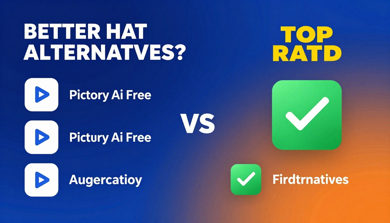 YouTube thumbnail marketing style. Bold text "BETTER THAN ALTERNATIVES?"
Pictory Ai Free Alt