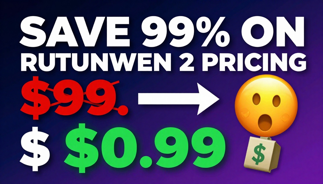 YouTube thumbnail marketing style. Bold white text "SAVE 99% ON RUNWAY GEN 2 PRICING".
Spli