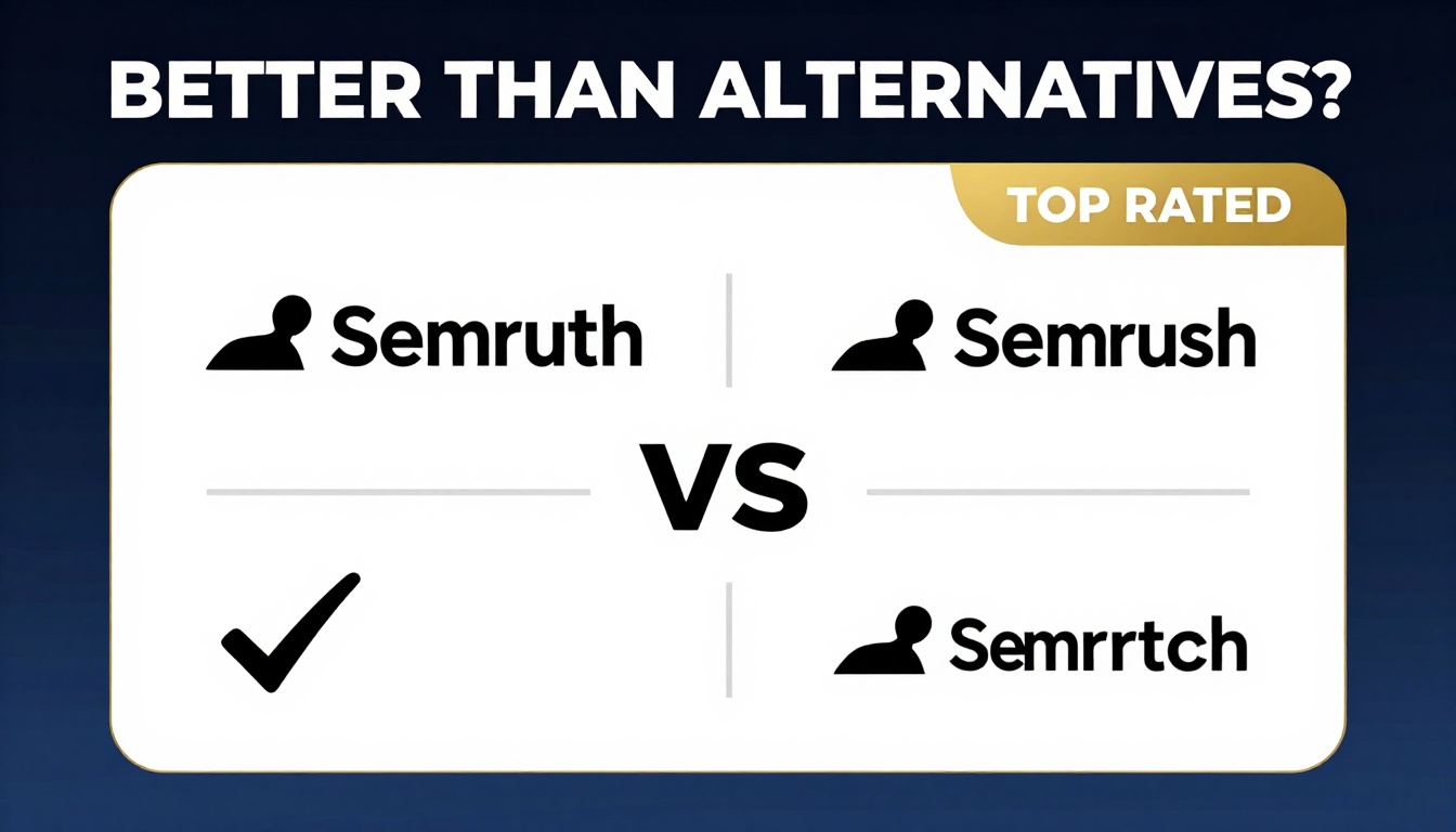 YouTube thumbnail marketing style. Bold text "BETTER THAN ALTERNATIVES?"
Se Ranking Vs Semru